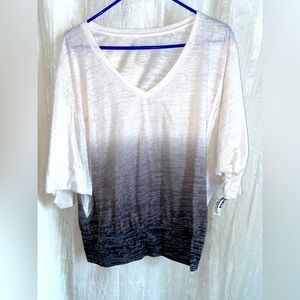 Gray and White Blouse